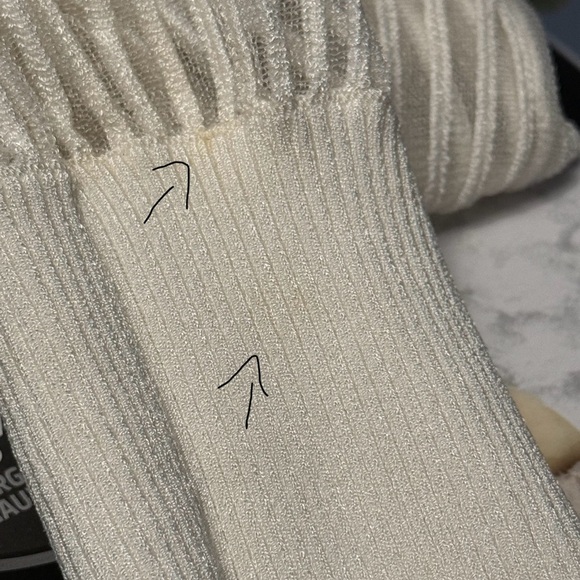 Club Monaco Women's Sheer Striped Lantern Sleeve Ribbed White Sweater, S - Picture 12 of 12